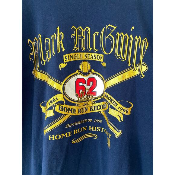 VTG 1998 Lee Sport Mark McGwire Home Run Record Navy Blue T-Shirt - Picture 3 of 5